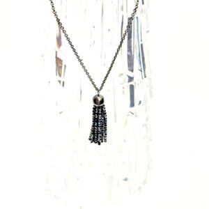 Special Collection Long Tassle Pendant with Elements by Swarovski Jet Crystal